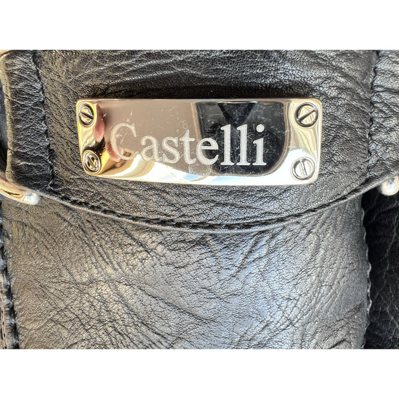 Stefano Castelli Men's  black Leather Loafers Shoes  EU 44  steel  buckle Italy - Picture 3 of 13